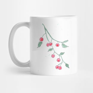 Branch with cherries. Berries, fruits. Watercolor, art decoration, sketch. Illustration hand drawn modern Mug